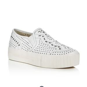 Ash Kingston White Leather Perforated Slip On Platform Sneaker size 8 38